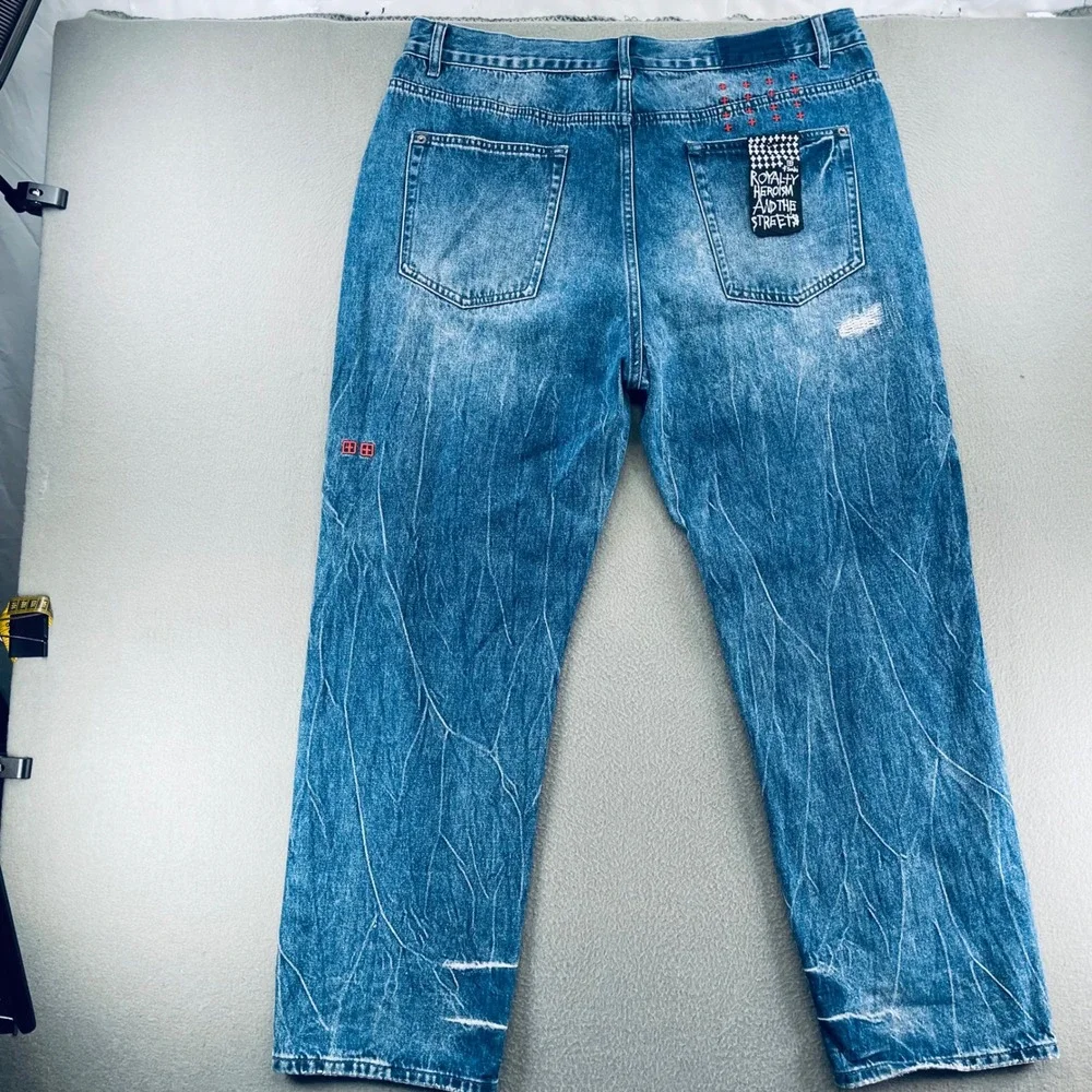 Ksubi Van Winkle Hunter Beden Men 40 Whiskered Distressed Button Fly Jeans